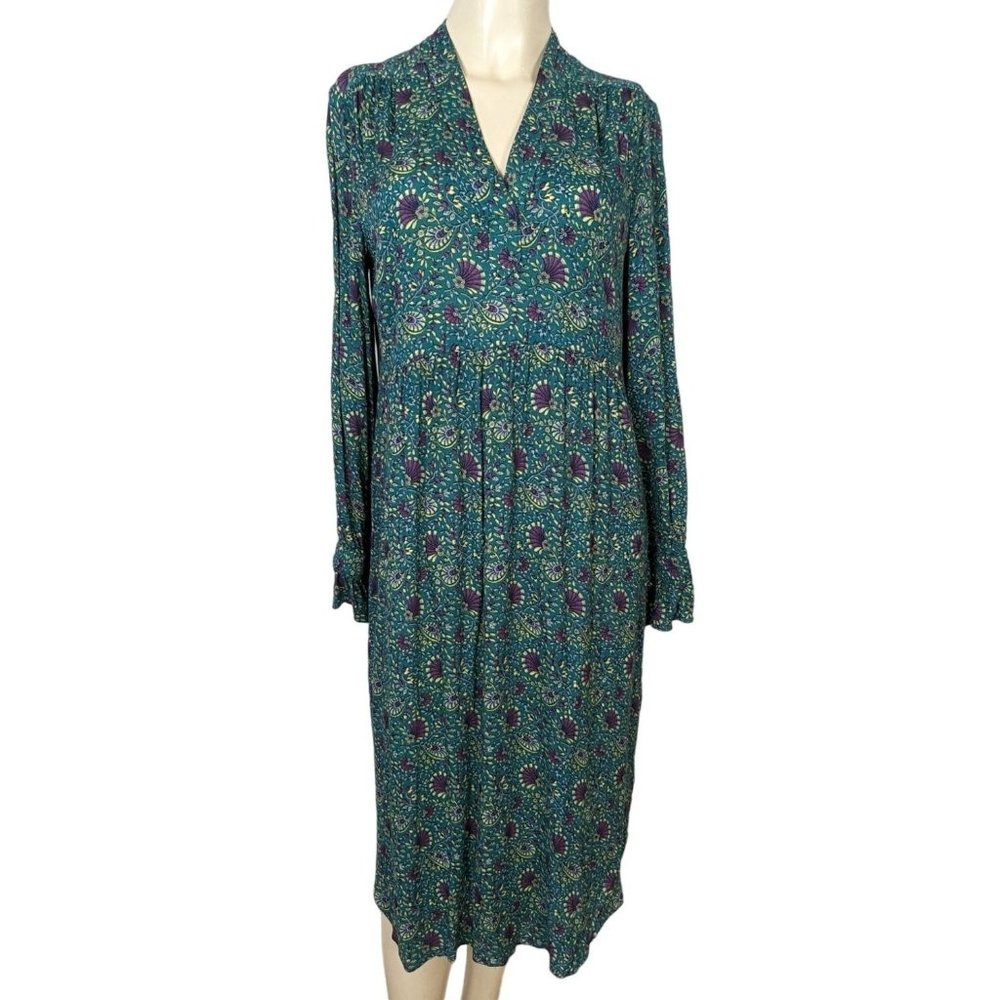 NOA NOA long sleeve‎ bohemian boho teal plum abstract dress sz 38 sz S 6